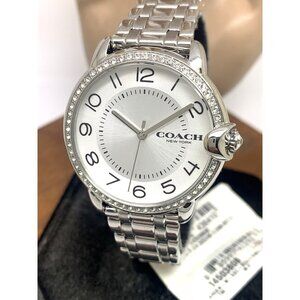 Coach Womens Watch 14503808 Arden Quartz Gemmed Silver Dial Stainless Steel 36mm